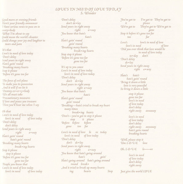Songs In The Key Of Life - Wonder, Stevie