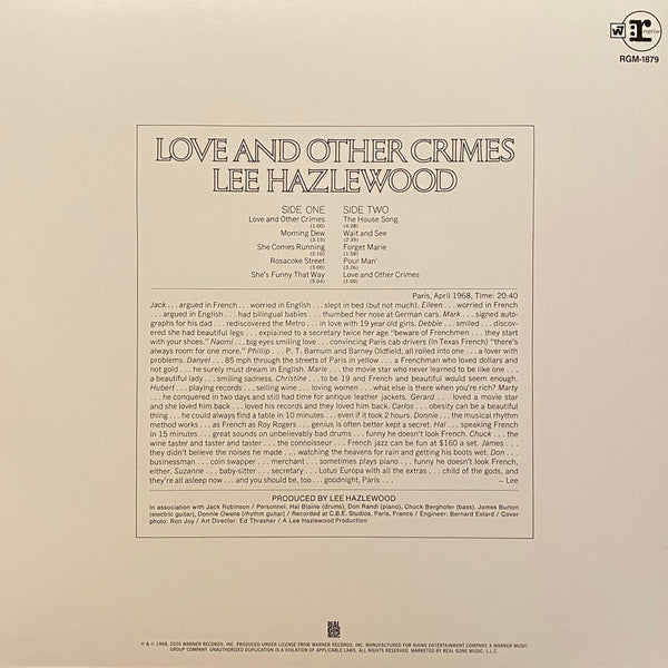 Love And Other Crimes - Hazlewood, Lee