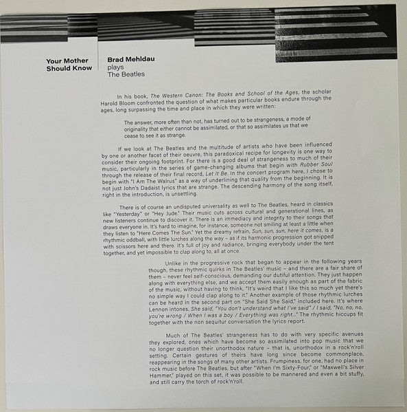 Your Mother Should Know: Brad Mehldau Plays The Be - Mehldau, Brad