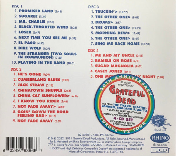 Lyceum Theatre, London, England 5/26/72 (Live) - Grateful Dead
