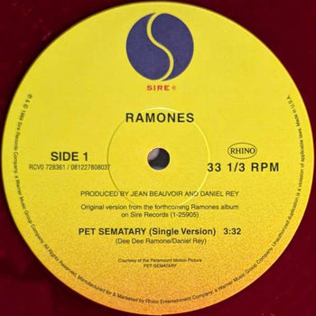 Pet Sematary (Rktbr25) [Colored Vinyl] (Red) (Bme) - Ramones