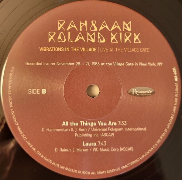 VIBRATIONS IN THE VILLAGE: LIVE - Kirk, Rahsaan Roland