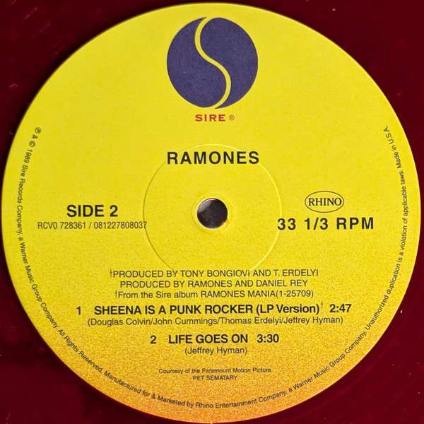 Pet Sematary (Rktbr25) [Colored Vinyl] (Red) (Bme) - Ramones