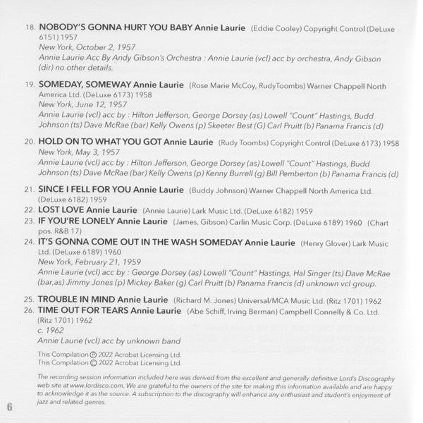 The Annie Laurie Collection 1945–62 - Laurie, Annie