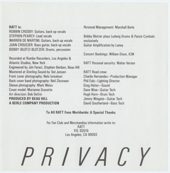 Invasion Of Privacy - Ratt
