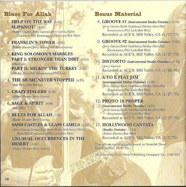 Blues For Allah - Grateful Dead