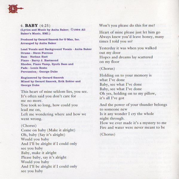Rhythm Of Love - Baker, Anita