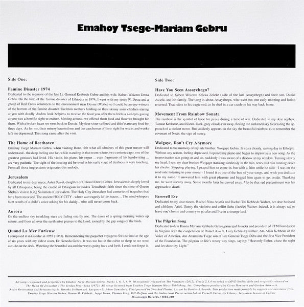 Jerusalem - Gebru, Emahoy Tsege Mariam