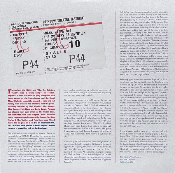 Live At The Rainbow Theatre - Zappa, Frank & The Mothers