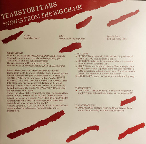 Songs From The Big Chair - Tears for Fears