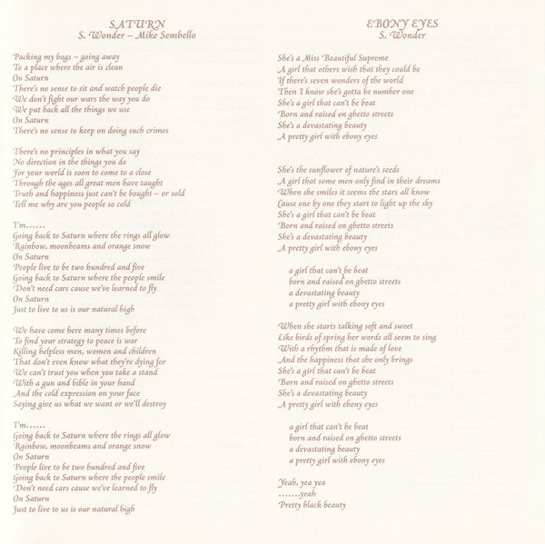 Songs In The Key Of Life - Wonder, Stevie