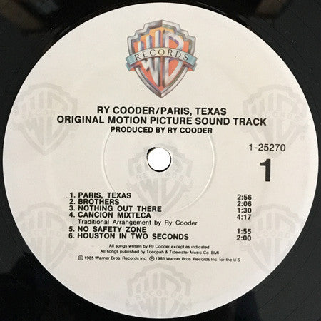 Paris, Texas Original Motion Picture Soundtrack - Cooder, Ry