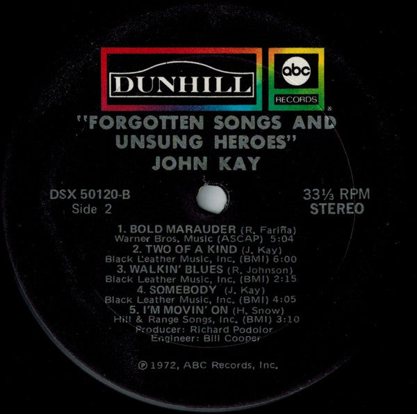Forgotten Songs & Unsung Heroes - Kay, John