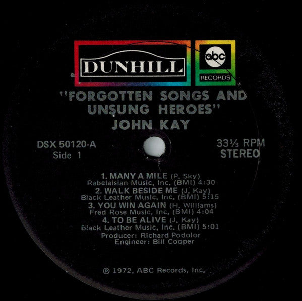 Forgotten Songs & Unsung Heroes - Kay, John