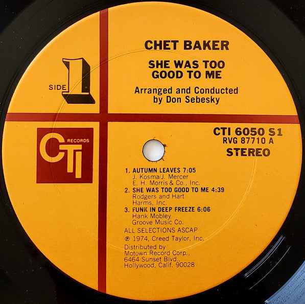She Was Too Good To Me - Baker, Chet