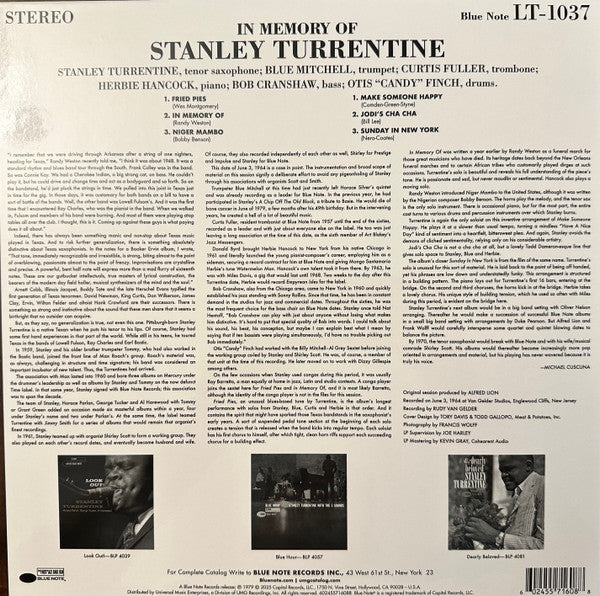 In Memory Of (Blue Note Tone Poet Edition) - Turrentine, Stanley