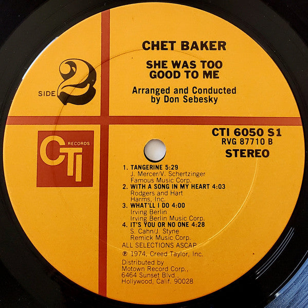 She Was Too Good To Me - Baker, Chet