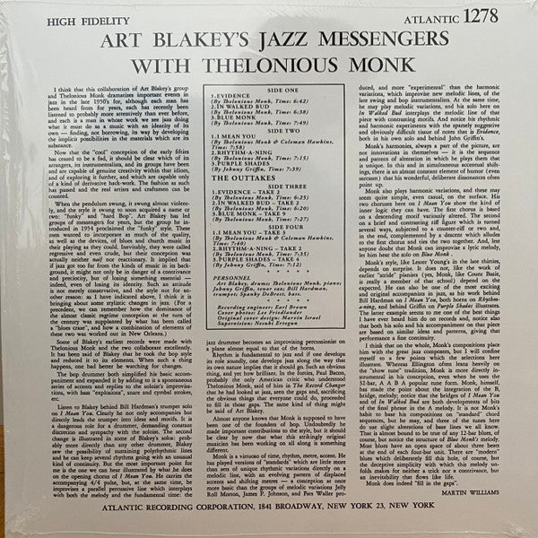 Art Blakey's Jazz Messengers With Thelonious Monk - Blakey, Art Jazz Messengers With Thelonious Monk