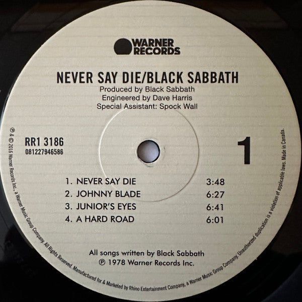 Never Say Die! [180 Gram Limited Edition Vinyl] - Black Sabbath