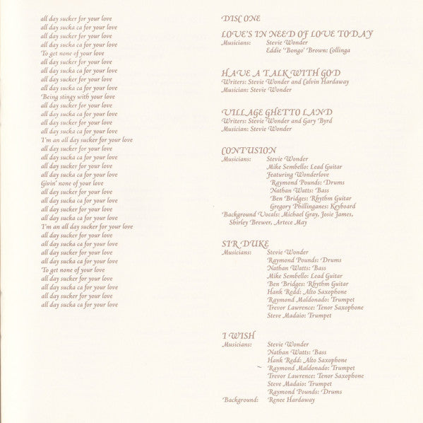Songs In The Key Of Life - Wonder, Stevie
