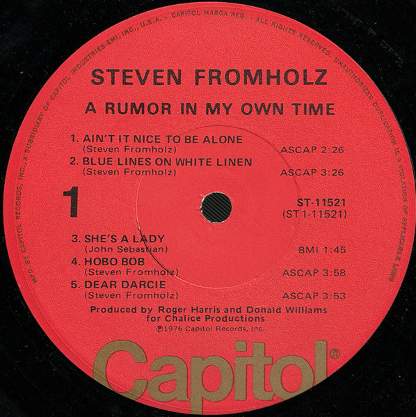 A Rumor In My Own Time - Fromholz, Steven