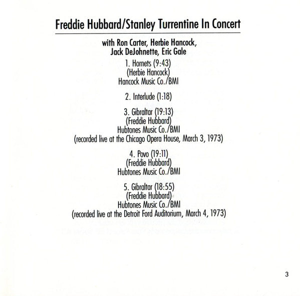 In Concert - Hubbard, Freddie / Turrentine, Stanley