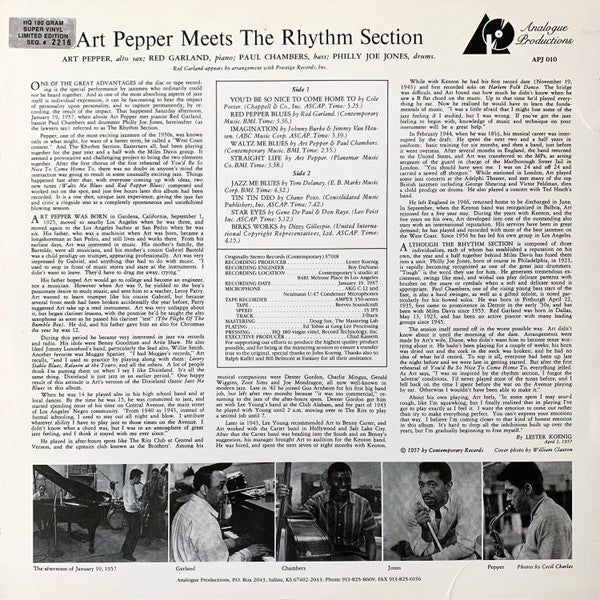 Art Pepper Meets The Rhythm Section - Pepper, Art