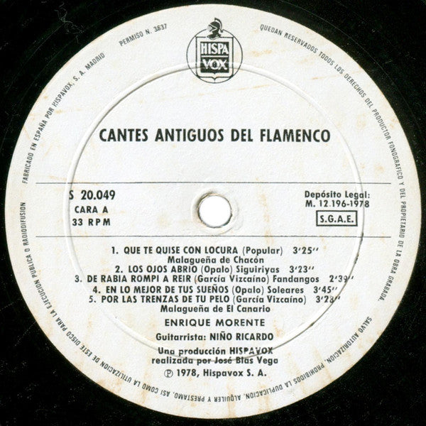 Cantes Antiguos Del Flamenco - Morente, Enrique