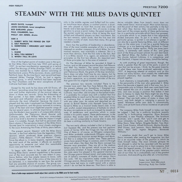 Steamin' With The Miles Davis Quintet - Davis, Miles Quintet