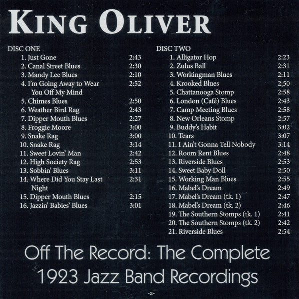 Off The Record: The Complete 1923 Jazz Band Record - Oliver, King