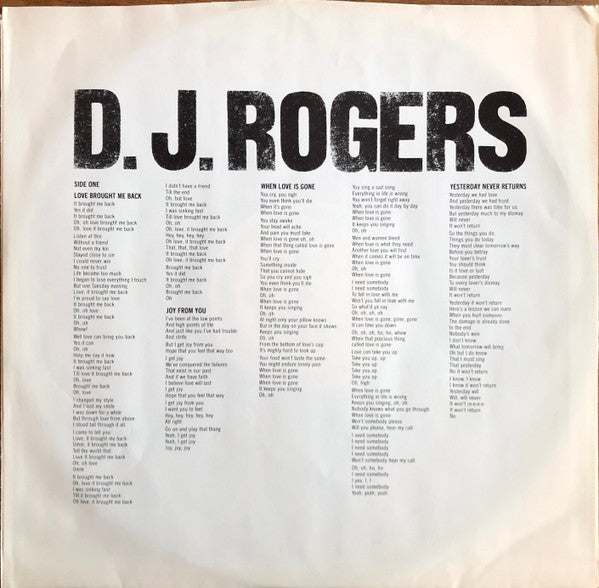 Love Brought Me Back - Rogers, D. J.