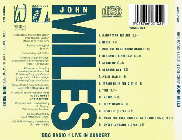 BBC Radio 1 Live In Concert - Miles, John