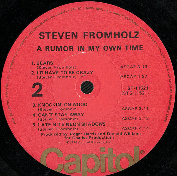 A Rumor In My Own Time - Fromholz, Steven