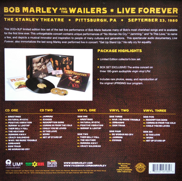 Live Forever (The Stanley Theatre, Pittsburgh, PA, - Marley, Bob & The Wailers