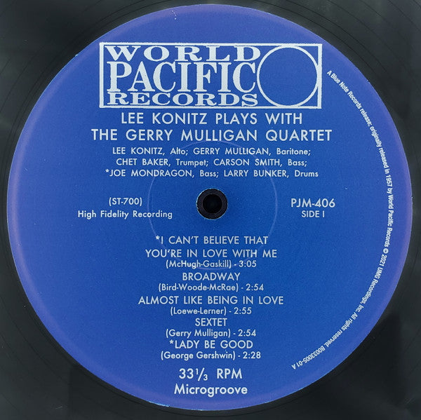 Lee Konitz Plays With The Gerry Mulligan Quartet - Konitz, Lee/Gerry Mulligan