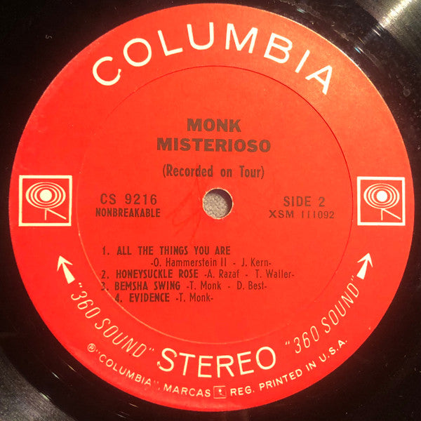 Misterioso (Recorded On Tour) - Monk, Thelonious
