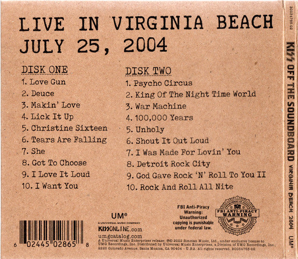 Kiss Off The Soundboard: Live In Virginia Beach - Kiss