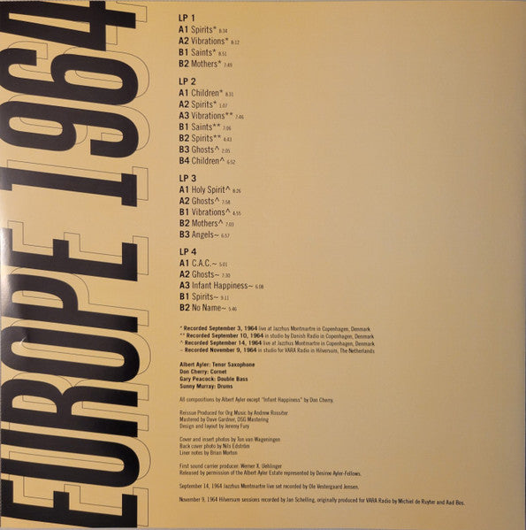 Europe 1964  (Box Set) - Ayler, Albert  & Don Cherry