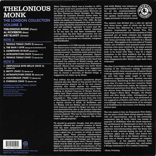 The London Collection Vol. 3 - Monk, Thelonious