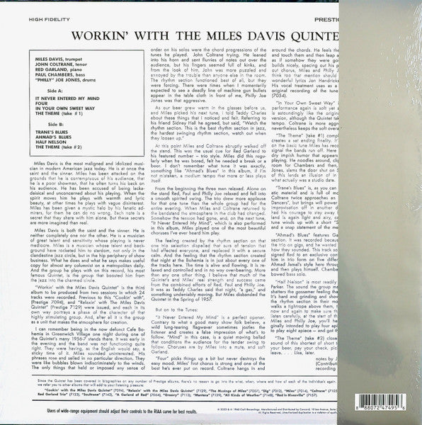 Workin' With The Miles Davis Quintet - Davis, Miles Quintet