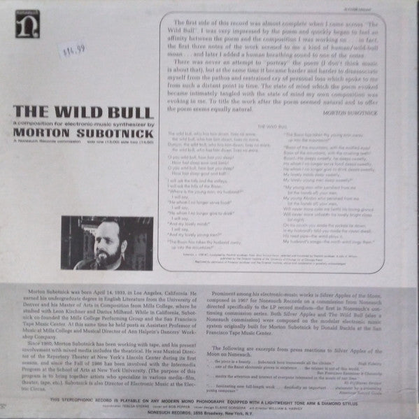 The Wild Bull - Comp. For Electronic Music Synth - Subotnick, Morton