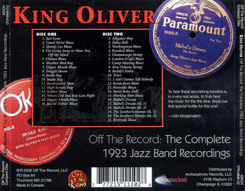 Off The Record: The Complete 1923 Jazz Band Record - Oliver, King