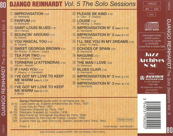 Vol. 5 The Solo Sessions - Reinhardt, Django