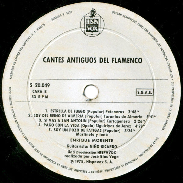 Cantes Antiguos Del Flamenco - Morente, Enrique
