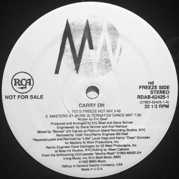 Carry On (The Todd Terry Released Project) - Wash, Martha