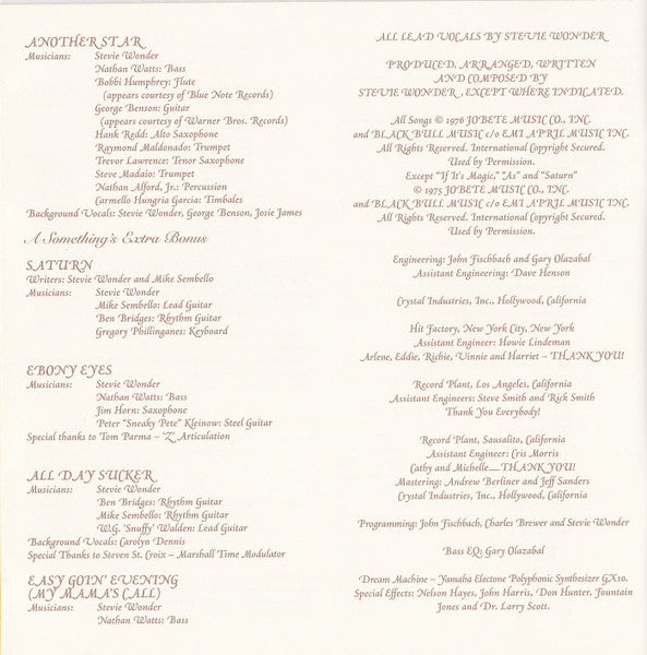Songs In The Key Of Life - Wonder, Stevie