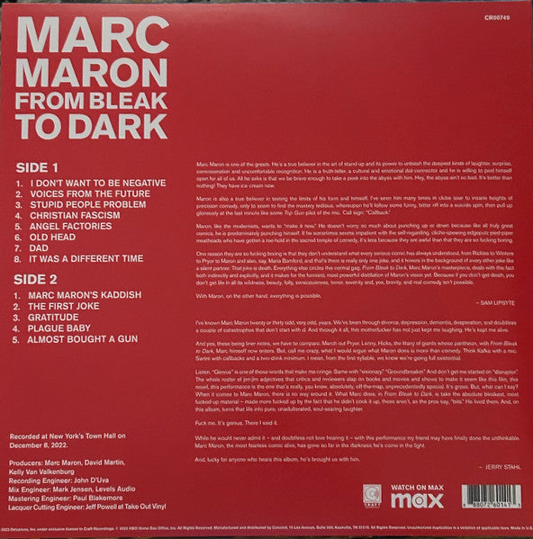 From Bleak To Dark - Maron, Marc