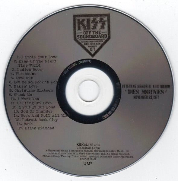 Kiss Off The Soundboard: Live In Des Moines 1977 - Kiss
