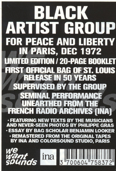 For Peace And Liberty: In Paris, Dec 1972 - Black Artist Group