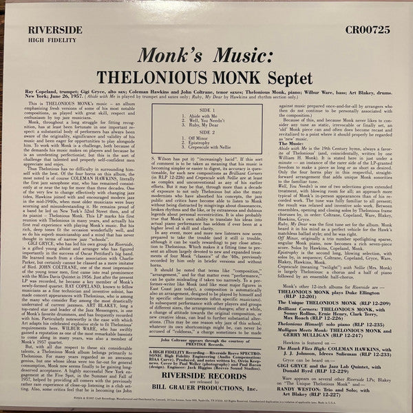 Monk's Music - Monk, Thelonious Septet